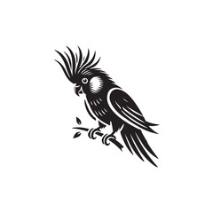 Black Color Cockatiel silhouette design Vector Illustration, Solid White Background (1).eps