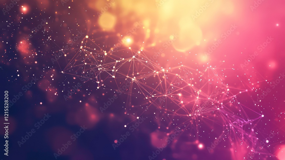 Aufkleber abstract glowing molecular structures floating in space on a gradient background.