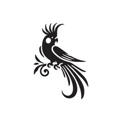 Black Color Cockatiel silhouette design Vector Illustration, Solid White Background (5).eps