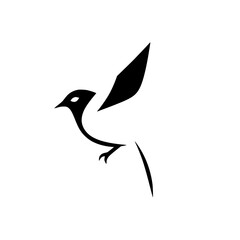 Elegant Black Bird Silhouette: Minimalist Bird Design, Vector Graphic, Nature Symbol