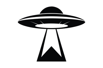UFO in Space Silhouette Illustration and Extraterrestrial