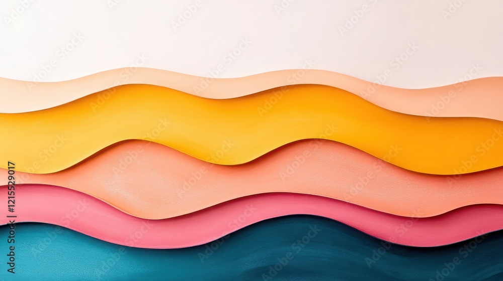 Poster a colorful wave pattern featuring layered shapes in modern design, perfect for backgrounds and creat