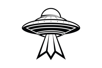 UFO in Space Silhouette Illustration and Extraterrestrial