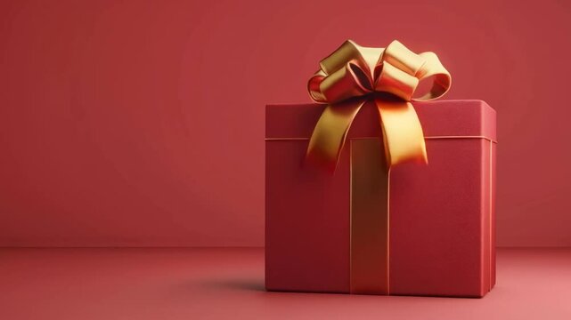 Elegant Red Gift Box with a Yellow Bow for Celebrations