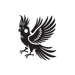 Black Color Cockatiel silhouette design Vector Illustration, Solid White Background (10).eps