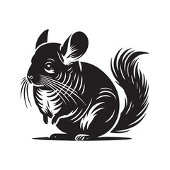 Black Color Chinchilla silhouette design Vector Illustration, Solid White Background (1).eps