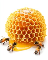 Isolate for advertising Beehive dripping with honey and worker bees.