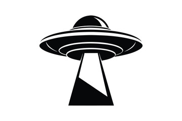 UFO in Space Silhouette Illustration and Extraterrestrial