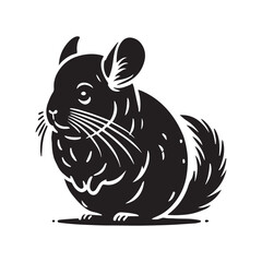 Black Color Chinchilla silhouette design Vector Illustration, Solid White Background (8).eps