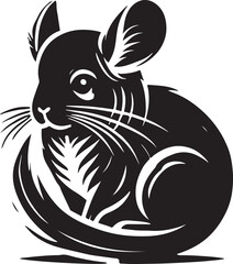 Black Color Chinchilla silhouette design Vector Illustration, Solid White Background (4).eps