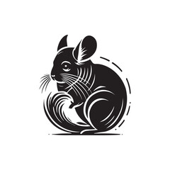 Black Color Chinchilla silhouette design Vector Illustration, Solid White Background (7).eps