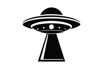 UFO in Space Silhouette Illustration and Extraterrestrial