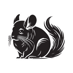 Black Color Chinchilla silhouette design Vector Illustration, Solid White Background (11).eps