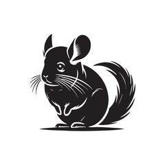 Black Color Chinchilla silhouette design Vector Illustration, Solid White Background (12).eps