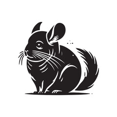 Black Color Chinchilla silhouette design Vector Illustration, Solid White Background (10).eps