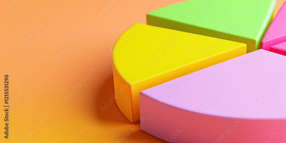 Aufkleber four-segment pie chart on orange background