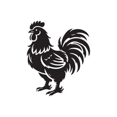 Black Color Chicken silhouette design Vector Illustration, Solid White Background (9).eps