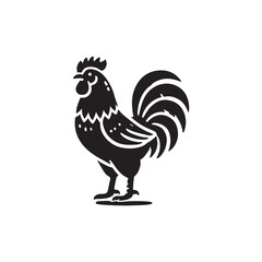 Black Color Chicken silhouette design Vector Illustration, Solid White Background (8).eps