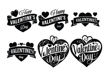 Happy valentine's day love shillouette vector illustration