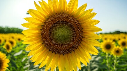Naklejka premium A close-up of a sunflower facing the sun.