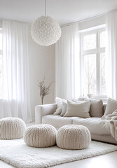 Bright, cozy living room decor