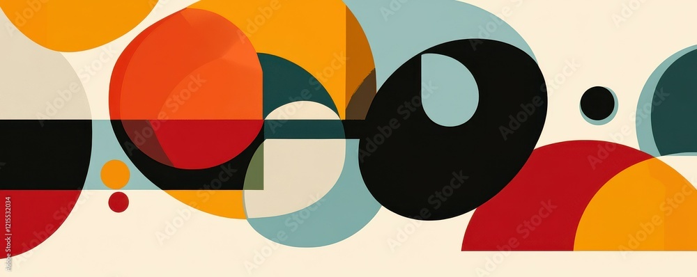 Aufkleber abstract geometric composition with colorful circles and shapes