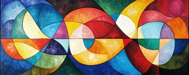 Fototapeta premium Vibrant abstract geometric art with colorful circles and overlaps