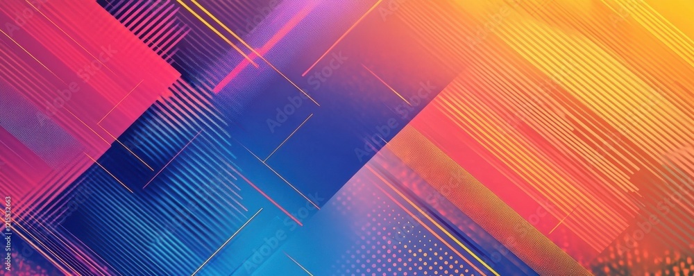 Poster vibrant abstract geometric pattern with bold colors and dynamic lines