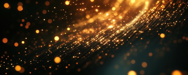 Obraz premium Glowing abstract light particles and sparkling trails in a dark background