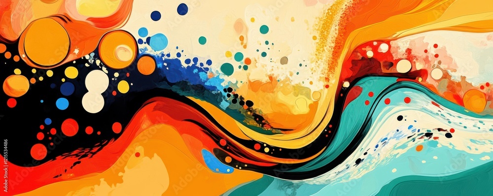 Poster vibrant abstract swirls with bold colors and dynamic patterns