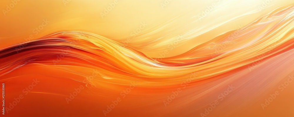 Poster vibrant orange and yellow abstract wave pattern with smooth flowing texture