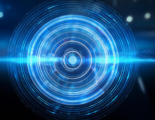 futuristic holographic blue circle hologram on background hologram