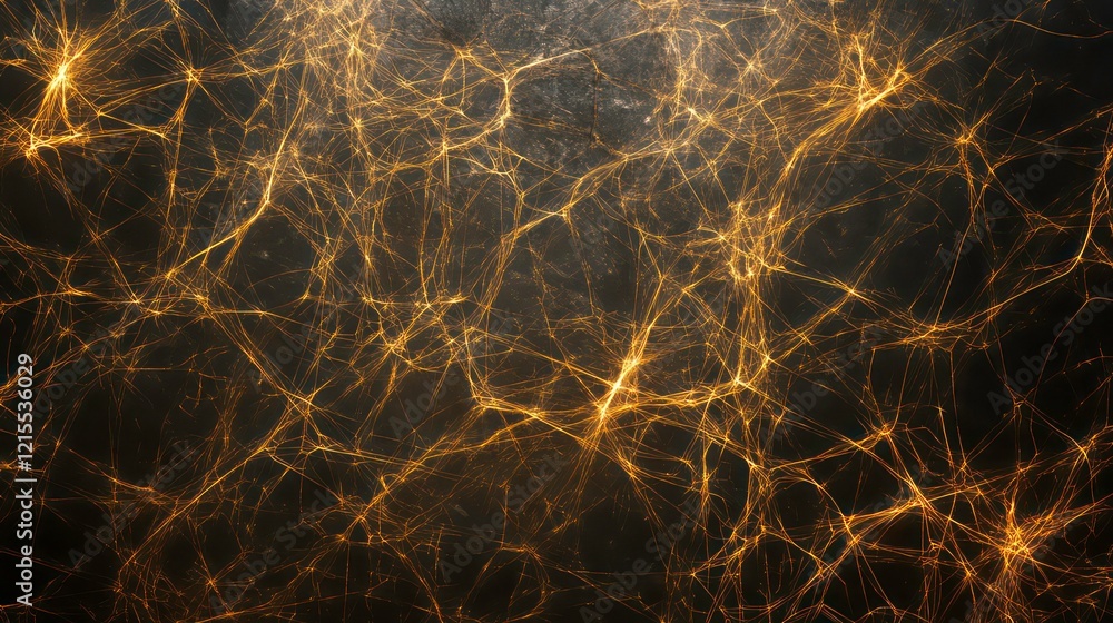 Poster an intricate mesh of glowing lines resembling neural pathways.