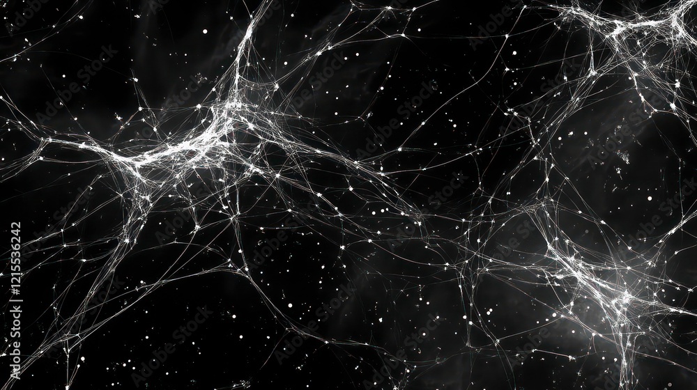 Poster an intricate mesh of glowing lines resembling neural pathways.