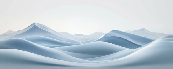 Dreamy snow-covered landscape with serene blue-tinted hills