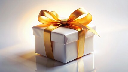 Sparkling Christmas Gift Box: Festive White Present on White Background - Night Photography