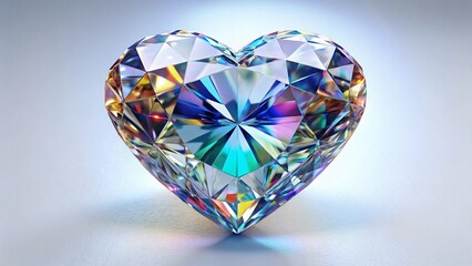 Fototapeta premium Sparkling Crystal Diamond Heart: Elegant Love Clipart with Copy Space