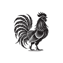 Black Color Bantam Chicken silhouette design Vector Illustration, Solid White Background (5).eps