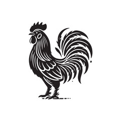 Black Color Bantam Chicken silhouette design Vector Illustration, Solid White Background (9).eps