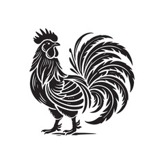 Black Color Bantam Chicken silhouette design Vector Illustration, Solid White Background (8).eps