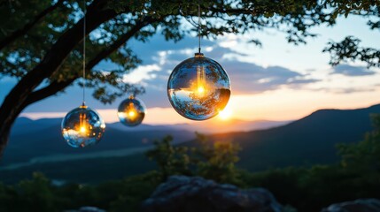 Curtains Magical twilight ornaments illuminate serene landscape at sunset dreamy nature scene realistic gigapixel view