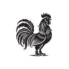 Black Color Bantam Chicken silhouette design Vector Illustration, Solid White Background (12).eps