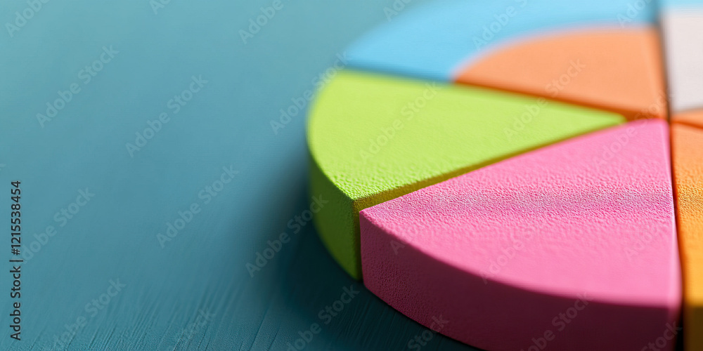 Poster multicolored segmented circle on teal background