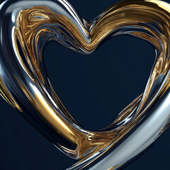 Luxury Gold and Silver Metallic Heart Border Design Element. Perfect for Valentine's Day, wedding   