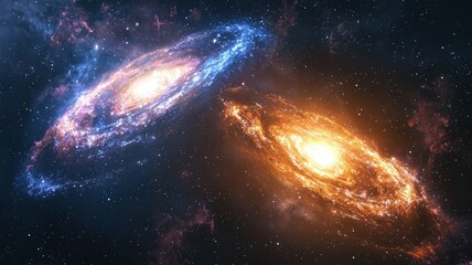Fototapeta premium Fantastical Cosmic Scene: Planets and Colorful Nebulae in Space, Perfect Background for Fantastical Paintings and Illustrations