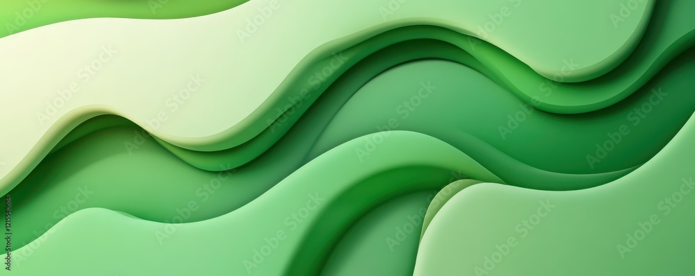 Poster abstract green wave patterns with layered textures and organic flow
