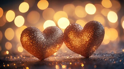 Fototapeta premium Romantic heart-shaped decor cozy indoor setting beautiful bokeh background love concept