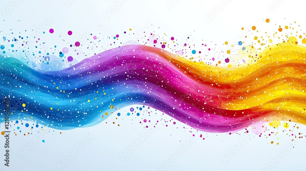 Poster colorful wavy abstract background with sparkling dots