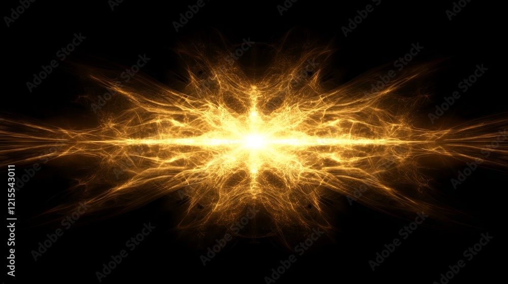 Aufkleber bright golden explosion of energy with intricate patterns in a dark background. generative ai