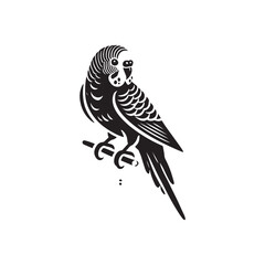 Black Color Budgerigar (Budgie) silhouette design Vector Illustration, Solid White Background (6).eps